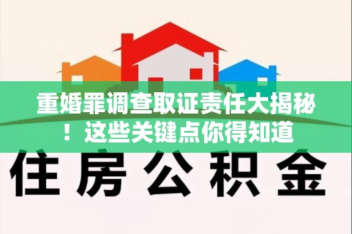 龙南重婚罪调查取证责任大揭秘！这些关键点你得知道