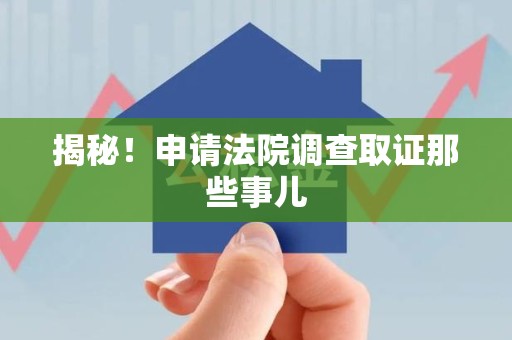 龙南揭秘！申请法院调查取证那些事儿