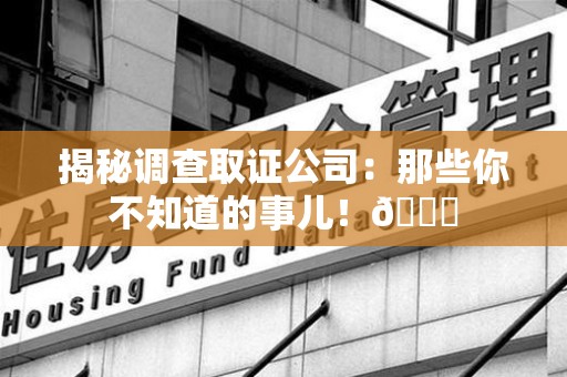 龙南揭秘调查取证公司：那些你不知道的事儿！😎