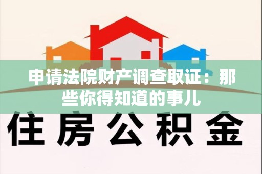龙南申请法院财产调查取证：那些你得知道的事儿