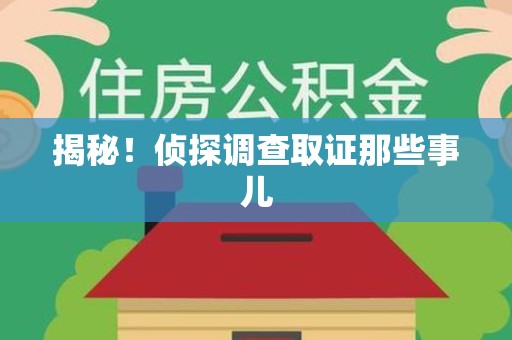 龙南揭秘！侦探调查取证那些事儿