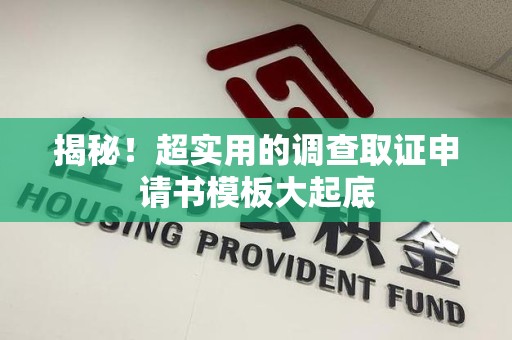 龙南揭秘！超实用的调查取证申请书模板大起底