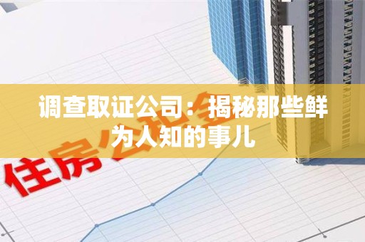 龙南调查取证公司：揭秘那些鲜为人知的事儿