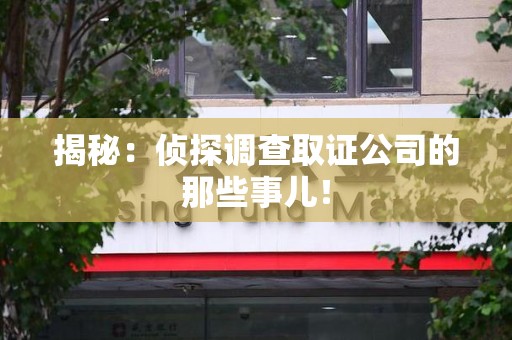 龙南揭秘：侦探调查取证公司的那些事儿！