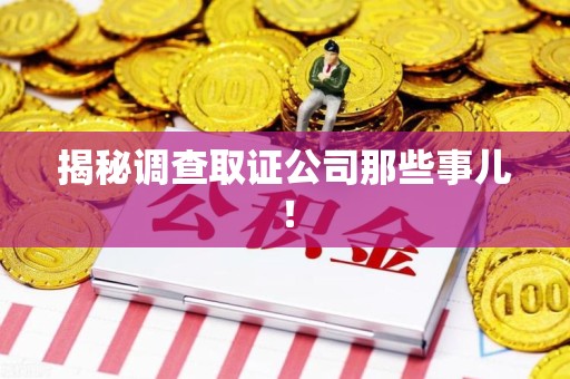 龙南揭秘调查取证公司那些事儿！