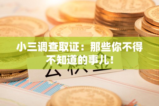 龙南小三调查取证：那些你不得不知道的事儿！