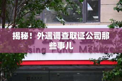 龙南揭秘！外遇调查取证公司那些事儿