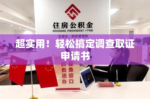 龙南超实用！轻松搞定调查取证申请书