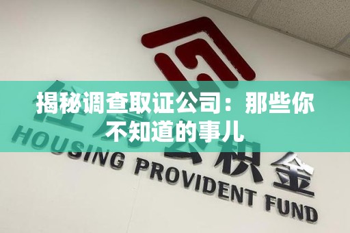 龙南揭秘调查取证公司：那些你不知道的事儿