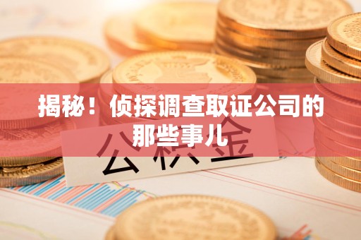 龙南揭秘！侦探调查取证公司的那些事儿