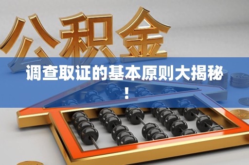 龙南调查取证的基本原则大揭秘！