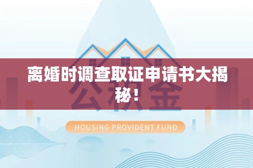 龙南离婚时调查取证申请书大揭秘！